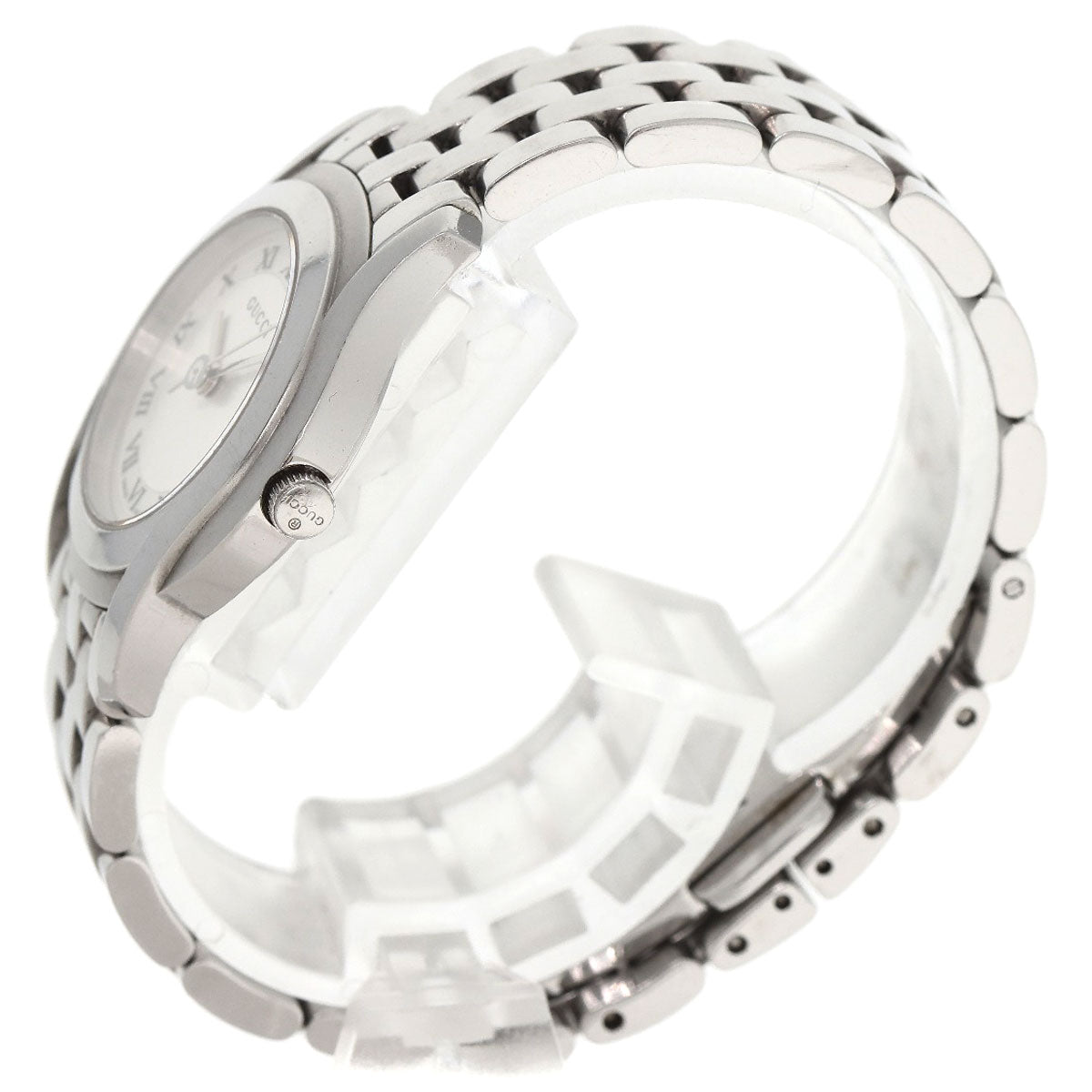 GUCCI Watches Quartz 5500L Stainless Steel , Stainless Steel Silver Round face Silver dial Women Used