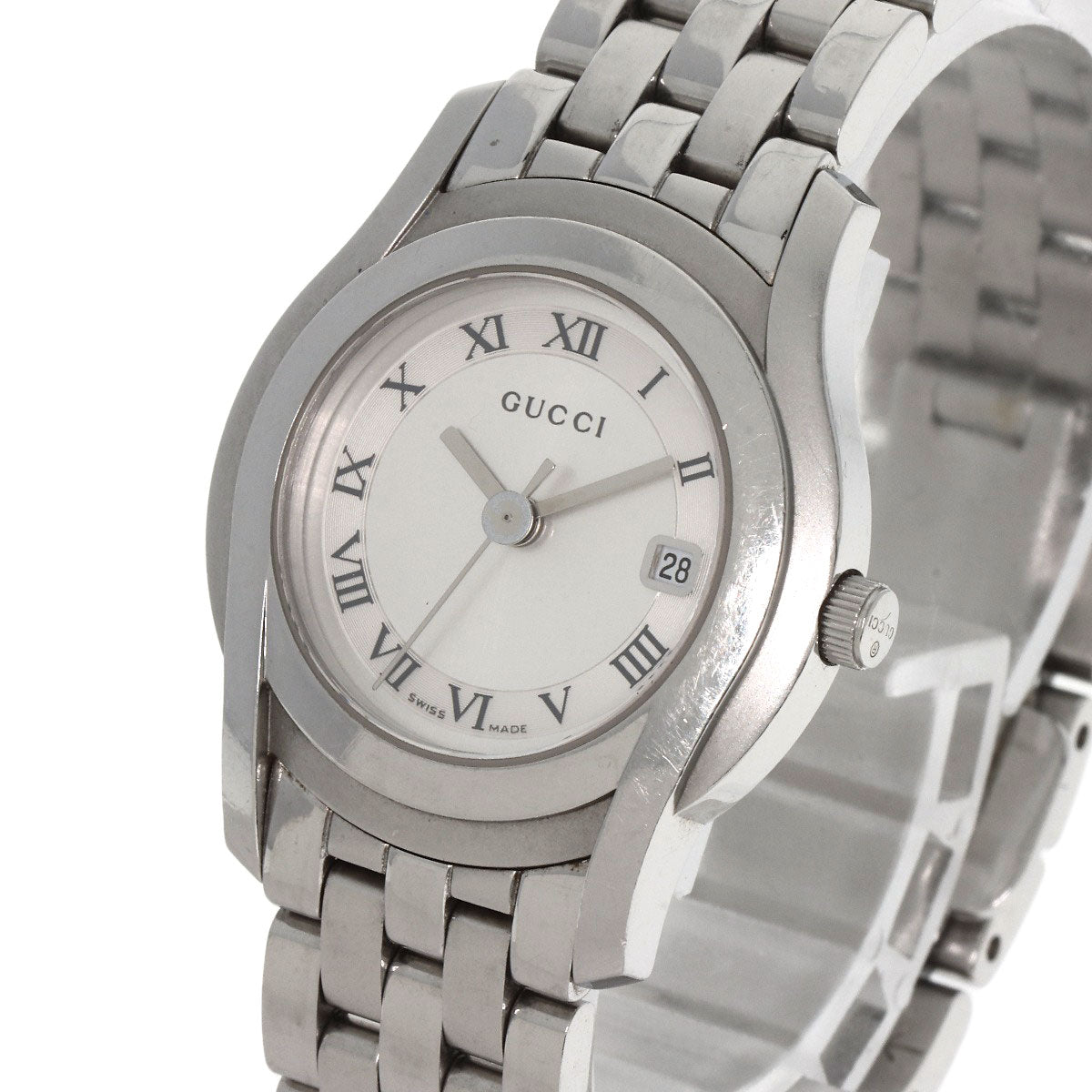 GUCCI Watches Quartz 5500L Stainless Steel , Stainless Steel Silver Round face Silver dial Women Used