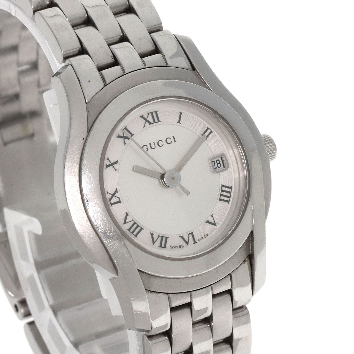 GUCCI Watches Quartz 5500L Stainless Steel , Stainless Steel Silver Round face Silver dial Women Used