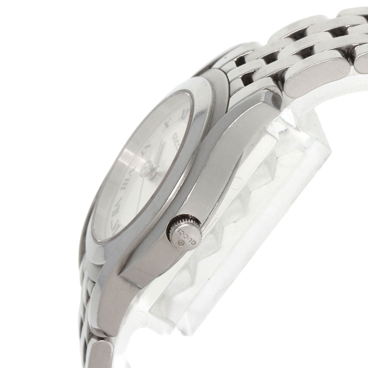 GUCCI Watches Quartz 5500L Stainless Steel , Stainless Steel Silver Round face Silver dial Women Used