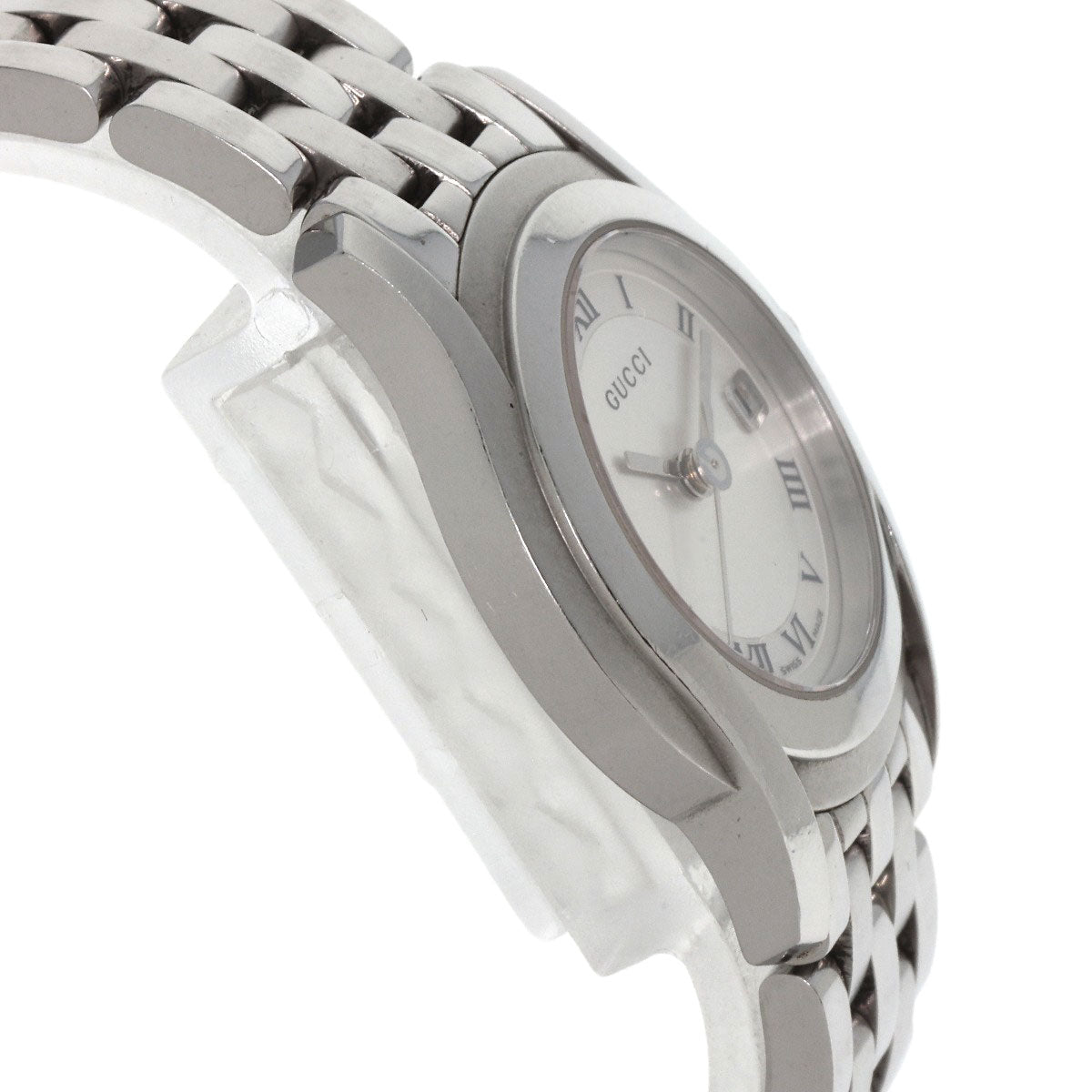 GUCCI Watches Quartz 5500L Stainless Steel , Stainless Steel Silver Round face Silver dial Women Used