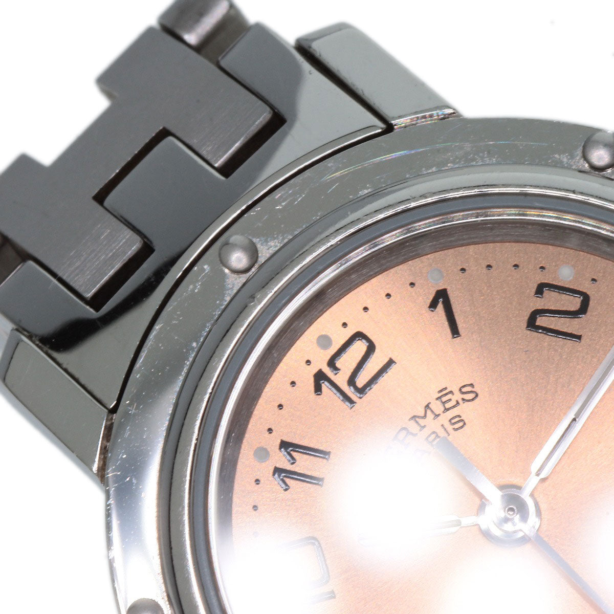 HERMES Watches Quartz CL4.210 Stainless Steel Silver Clipper pink dial