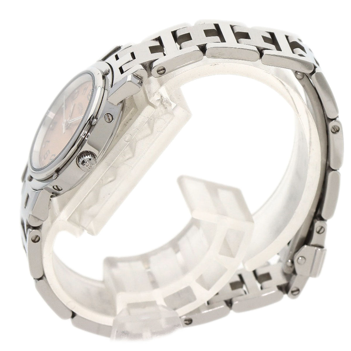 HERMES Watches Quartz CL4.210 Stainless Steel Silver Clipper pink dial