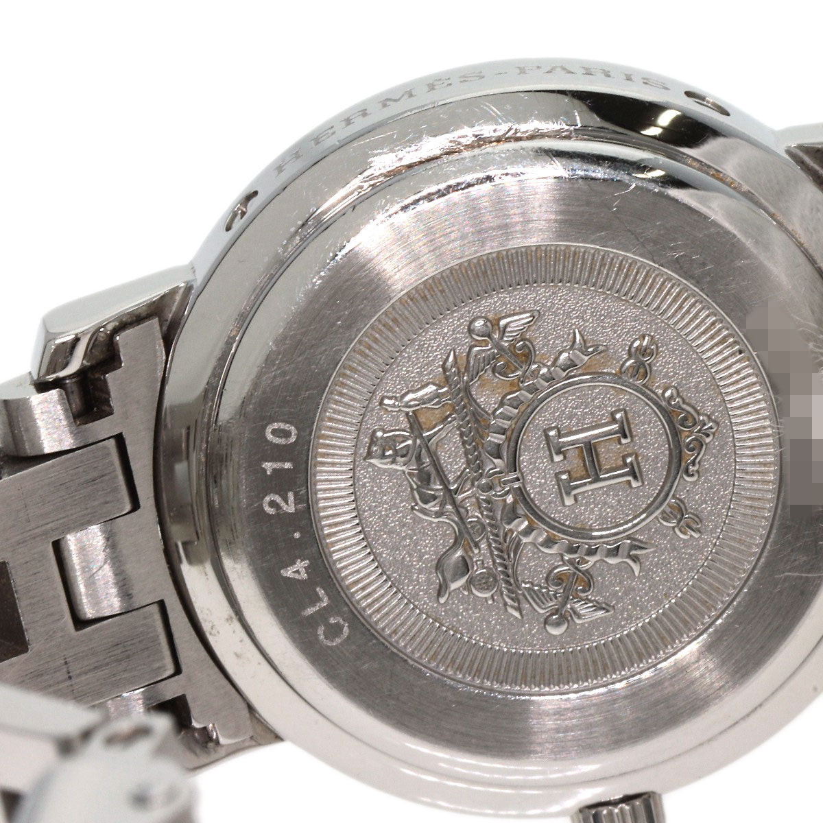 HERMES Watches Quartz CL4.210 Stainless Steel Silver Clipper pink dial