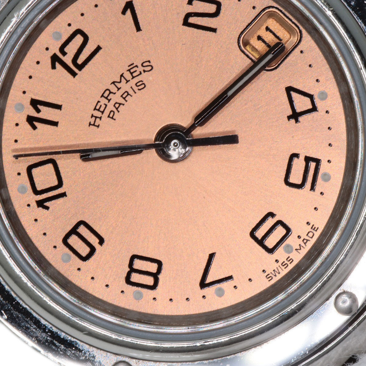 HERMES Watches Quartz CL4.210 Stainless Steel Silver Clipper pink dial