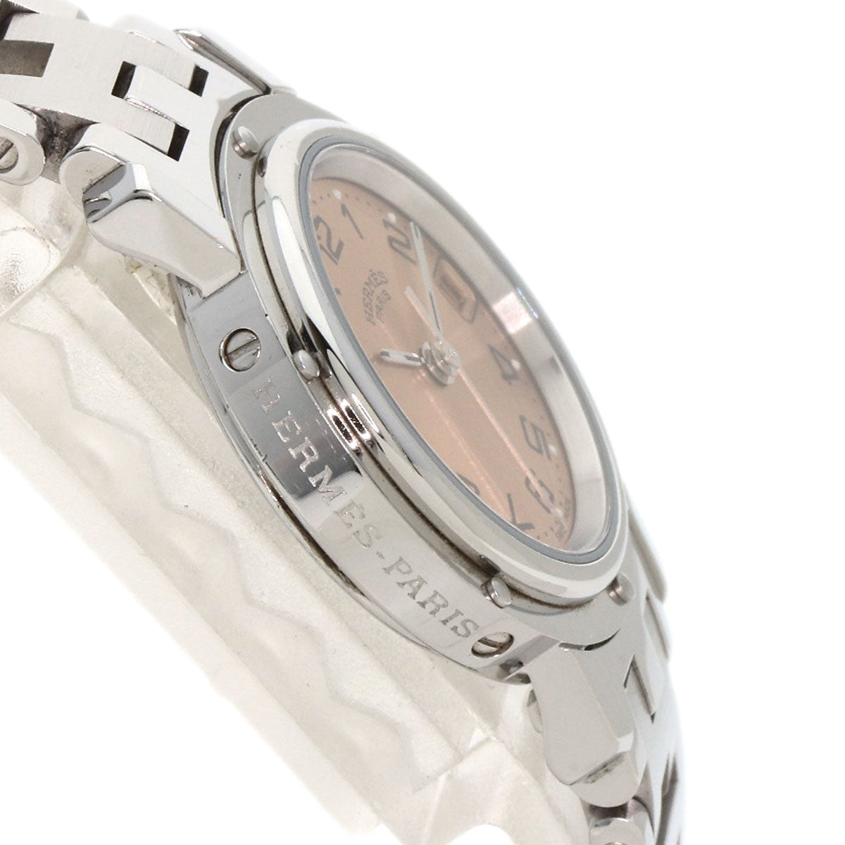 HERMES Watches Quartz CL4.210 Stainless Steel Silver Clipper pink dial