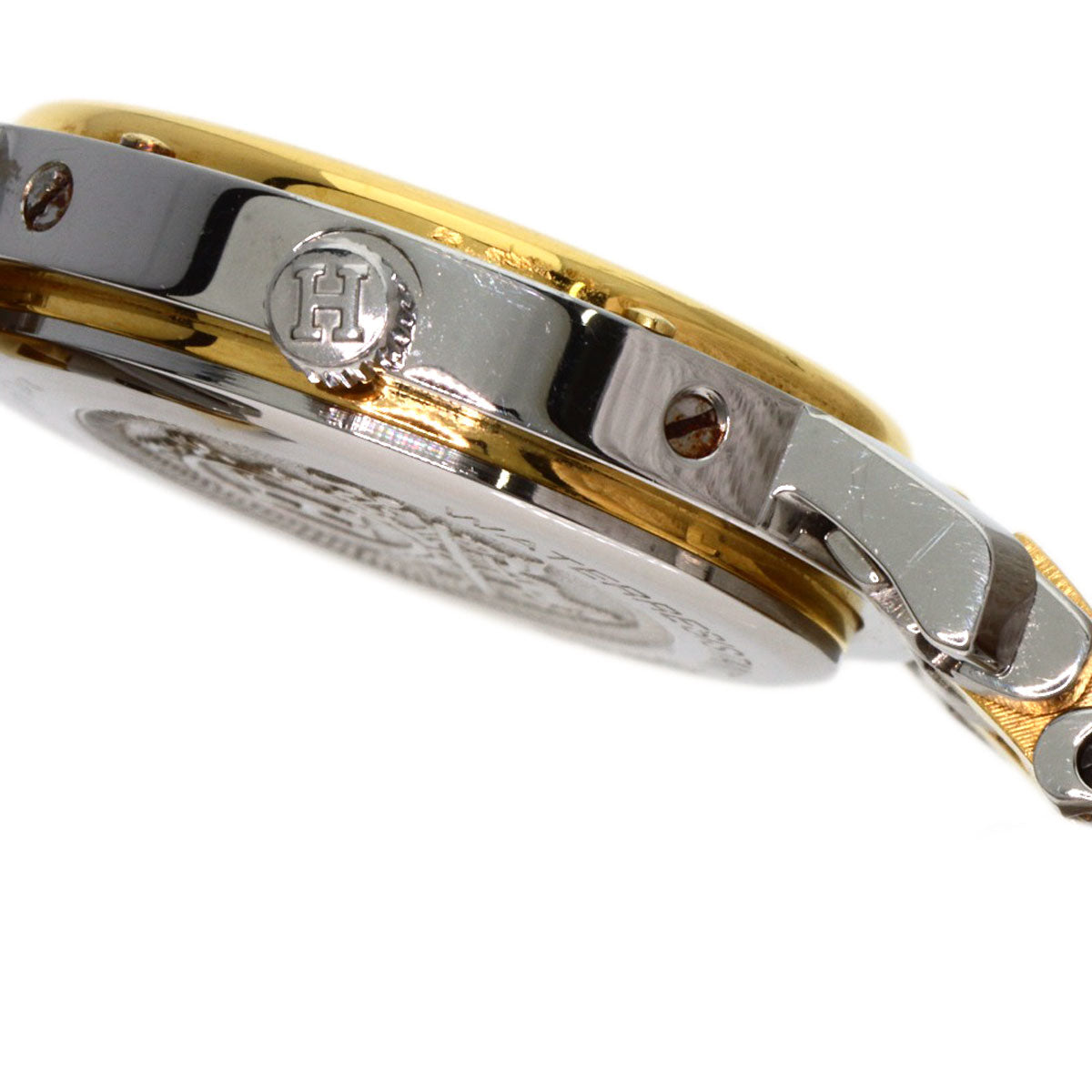 HERMES Watches Quartz CL4.220 Stainless Steel gold Clipper Old Belt Ivory dial