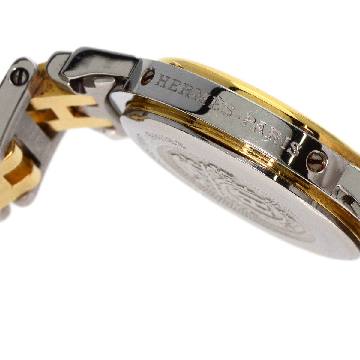 HERMES Watches Quartz CL4.220 Stainless Steel gold Clipper Old Belt Ivory dial