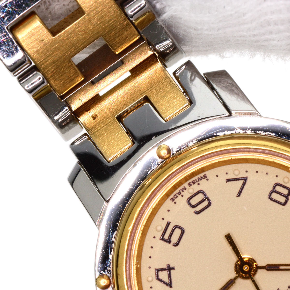HERMES Watches Quartz CL4.220 Stainless Steel gold Clipper Old Belt Ivory dial