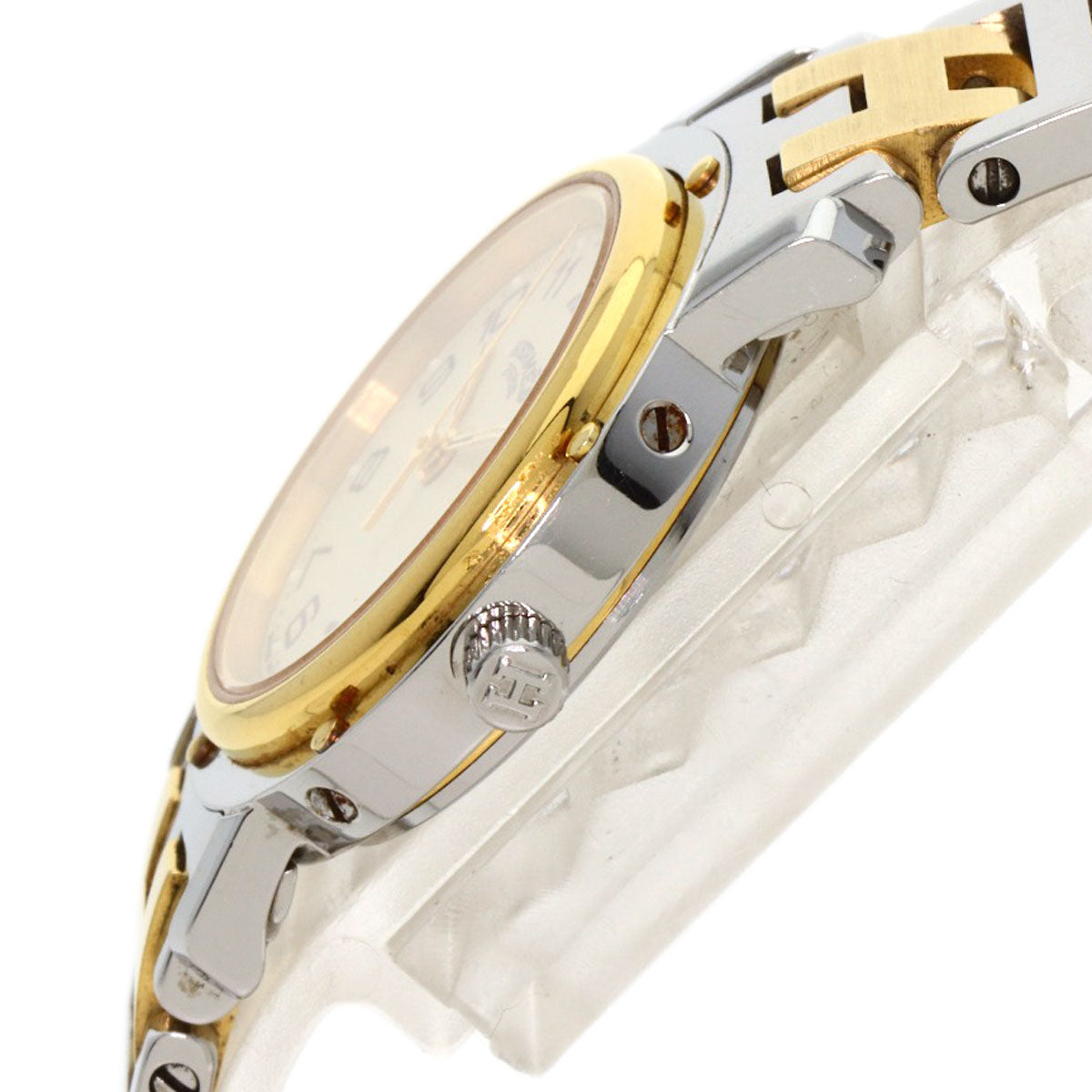 HERMES Watches Quartz CL4.220 Stainless Steel gold Clipper Old Belt Ivory dial