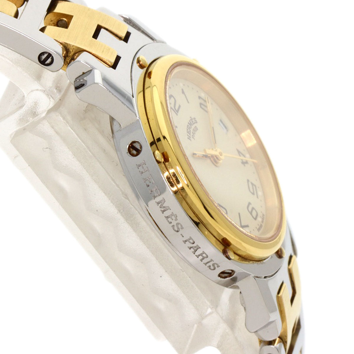 HERMES Watches Quartz CL4.220 Stainless Steel gold Clipper Old Belt Ivory dial