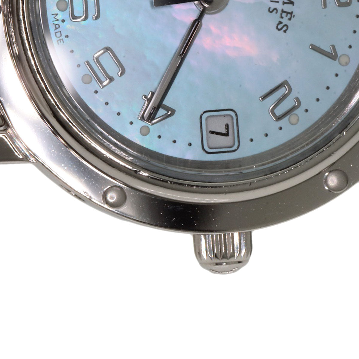 HERMES Watches Quartz CL4.210 Stainless Steel Silver Clipper Nacre New Buckle Blue shell dial