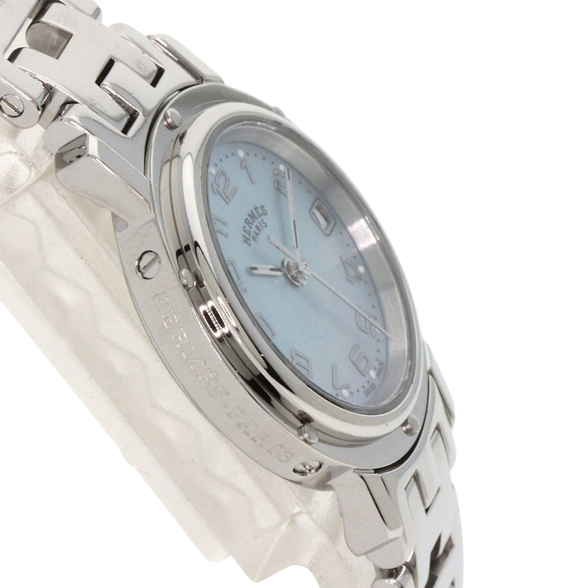 HERMES Watches Quartz CL4.210 Stainless Steel Silver Clipper Nacre New Buckle Blue shell dial