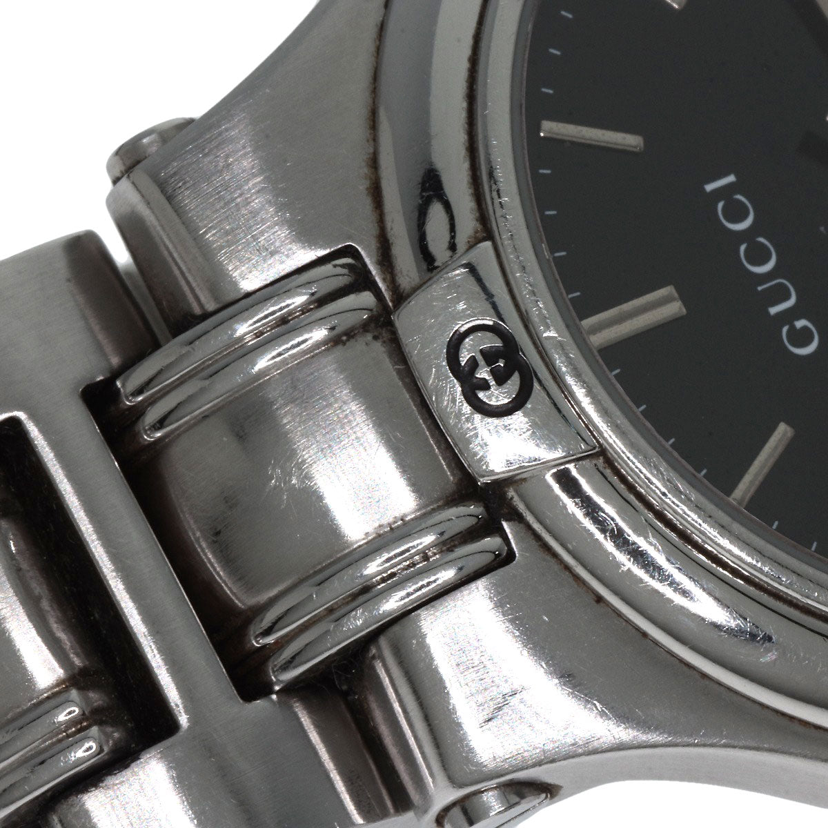 GUCCI Watches Quartz 9040M Stainless Steel , Stainless Steel Silver Double G black dial mens Used