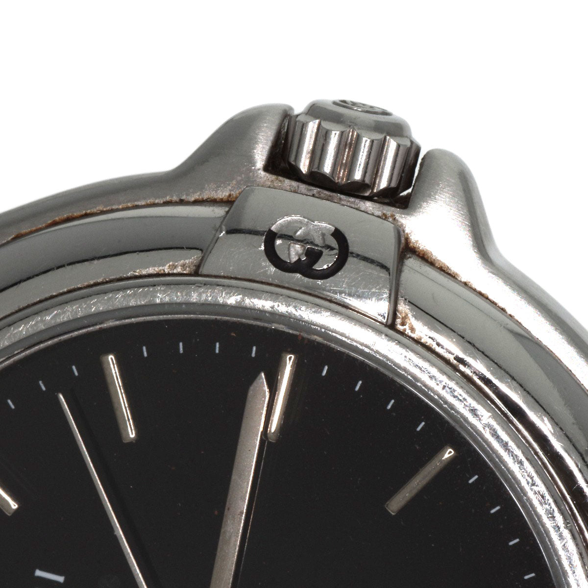 GUCCI Watches Quartz 9040M Stainless Steel , Stainless Steel Silver Double G black dial mens Used