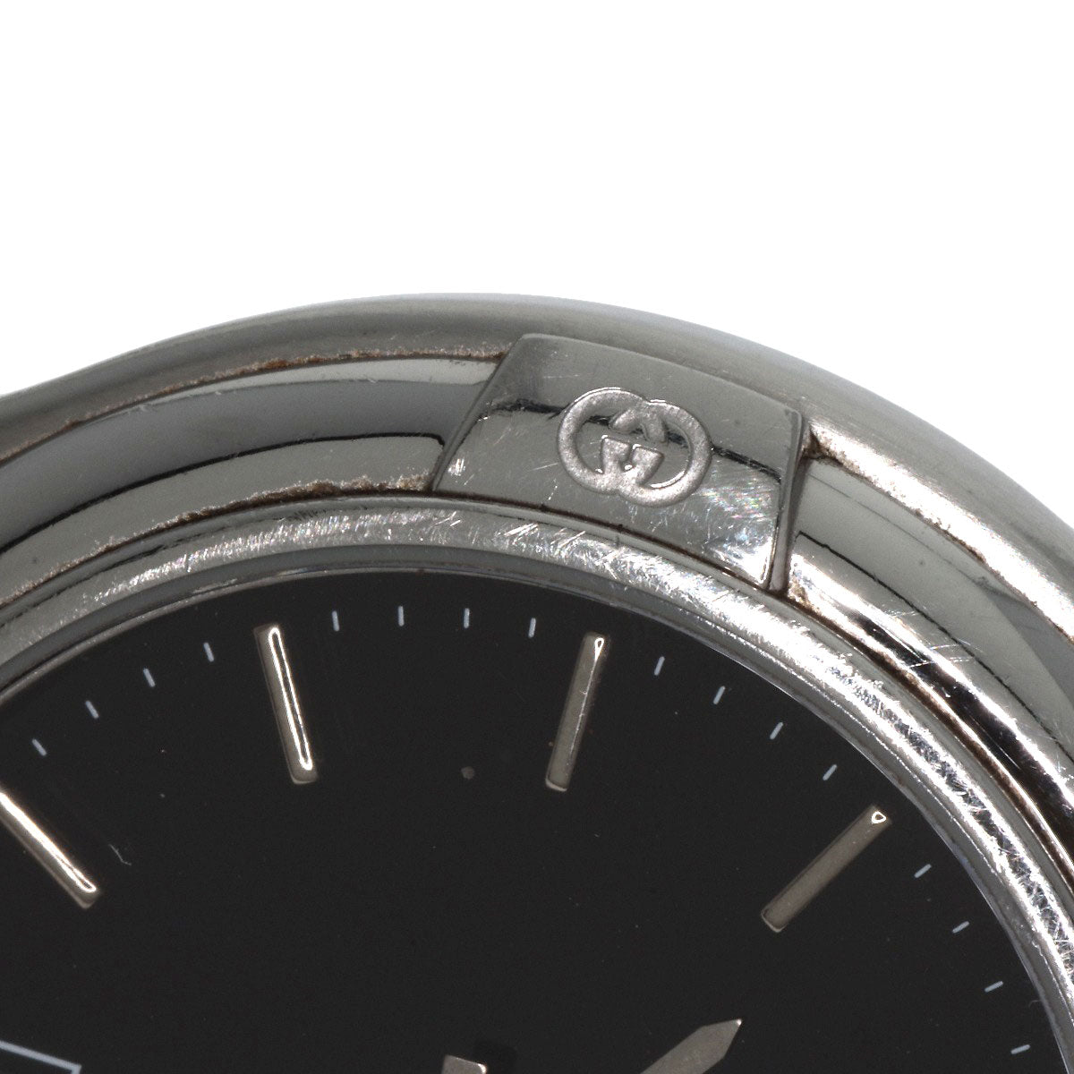 GUCCI Watches Quartz 9040M Stainless Steel , Stainless Steel Silver Double G black dial mens Used