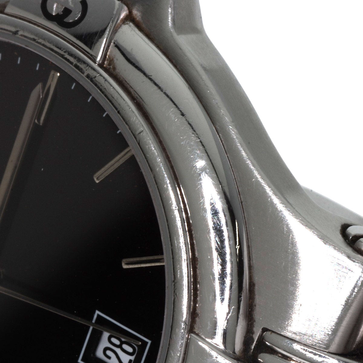 GUCCI Watches Quartz 9040M Stainless Steel , Stainless Steel Silver Double G black dial mens Used