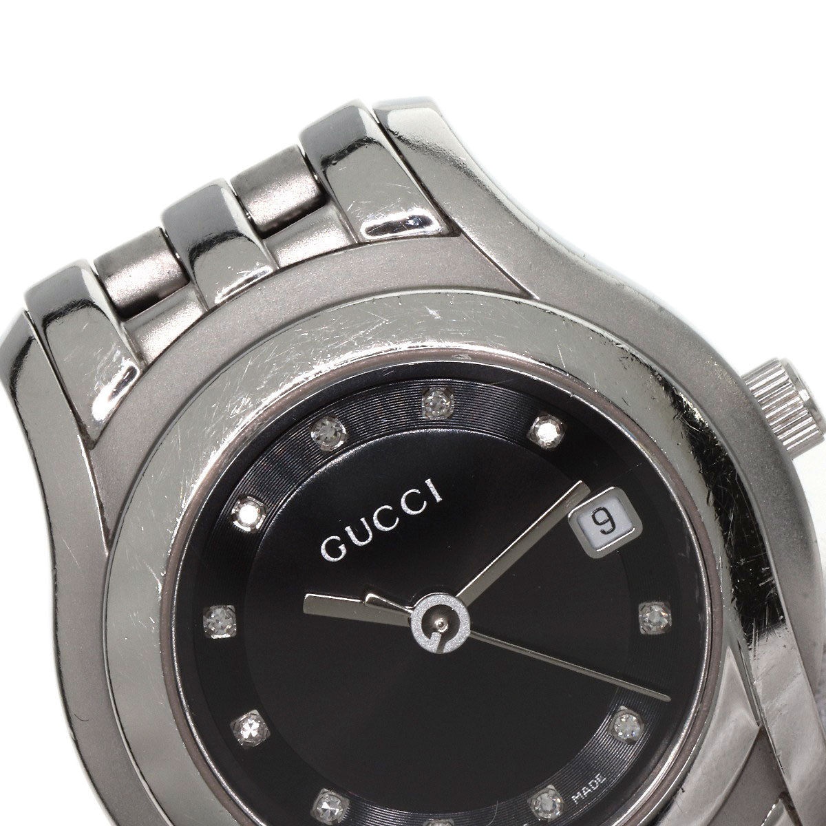 GUCCI Watches Quartz 5500L Stainless Steel Silver 11P Diamond black dial