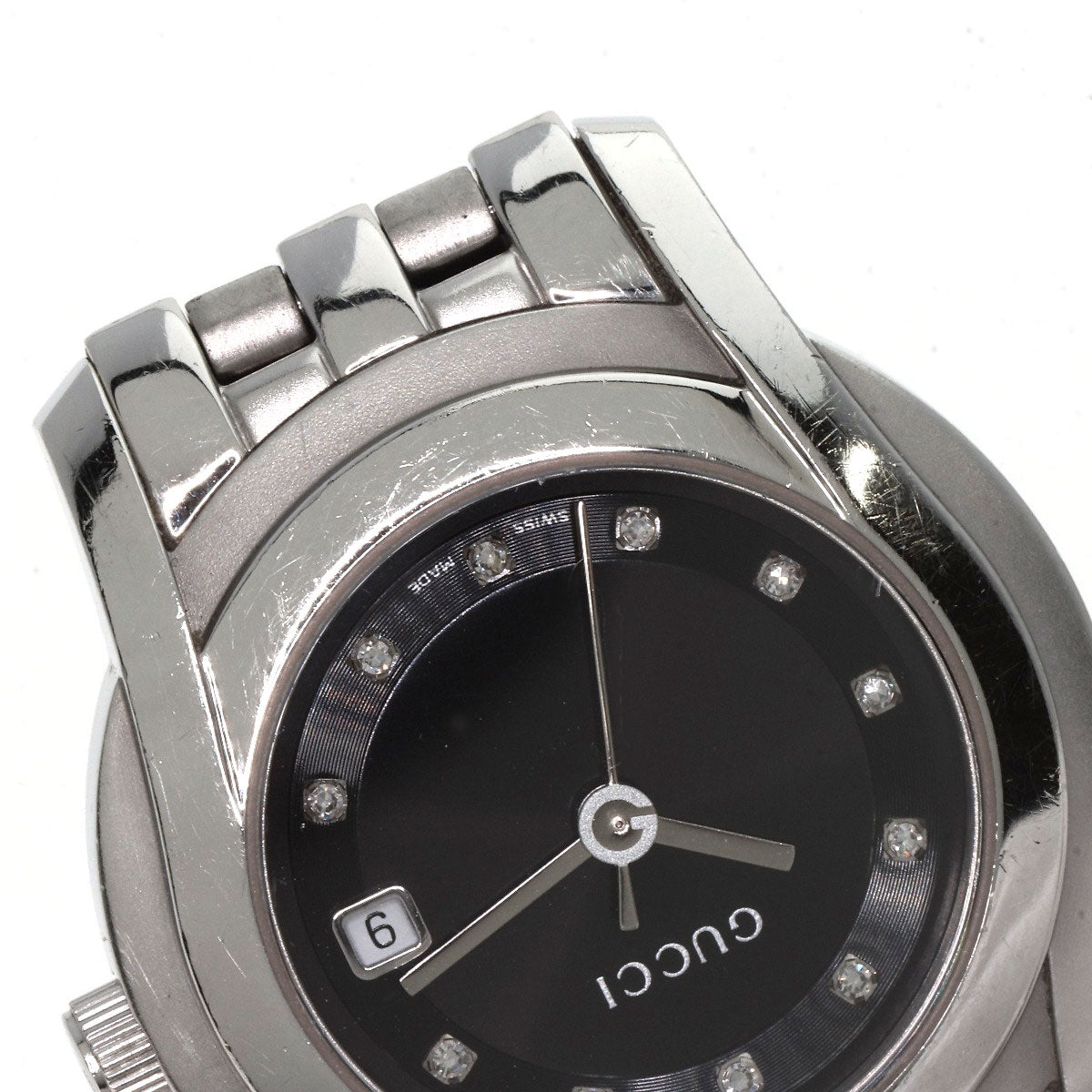 GUCCI Watches Quartz 5500L Stainless Steel Silver 11P Diamond black dial