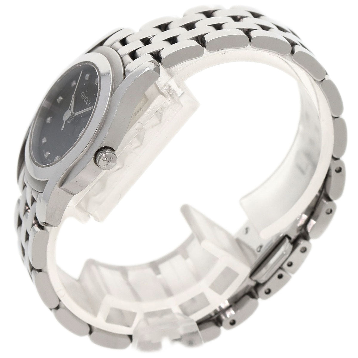GUCCI Watches Quartz 5500L Stainless Steel Silver 11P Diamond black dial