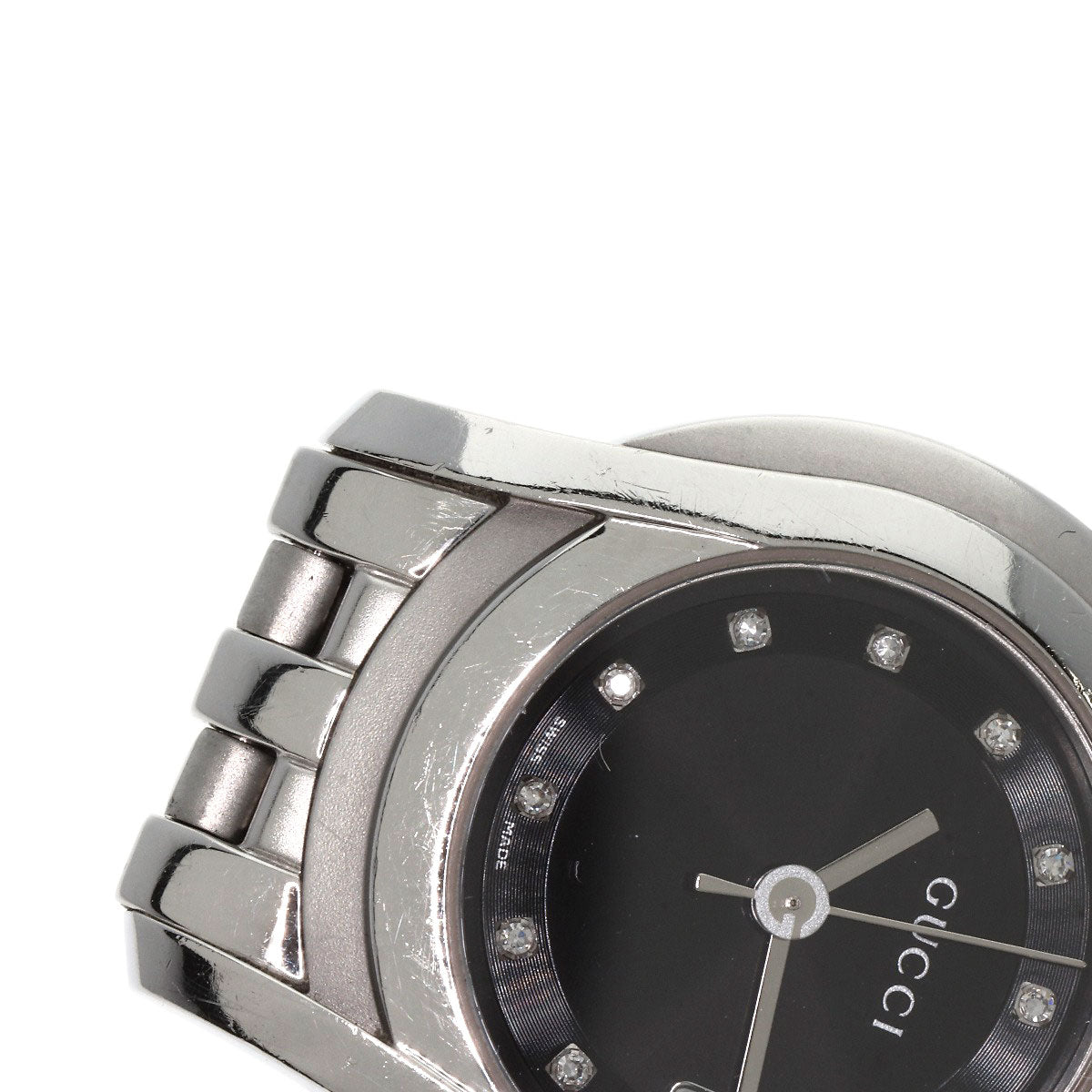 GUCCI Watches Quartz 5500L Stainless Steel Silver 11P Diamond black dial