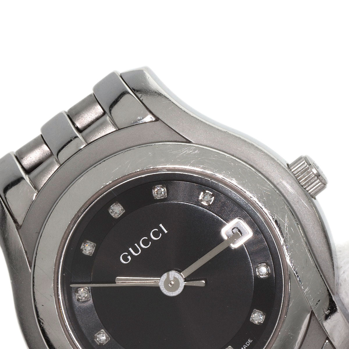 GUCCI Watches Quartz 5500L Stainless Steel Silver 11P Diamond black dial