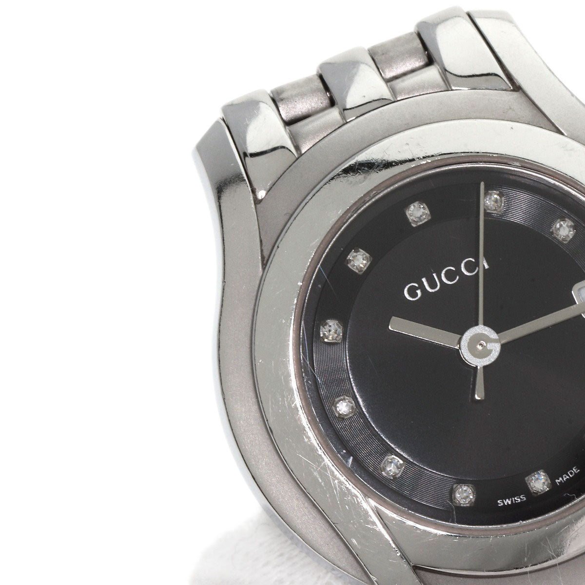 GUCCI Watches Quartz 5500L Stainless Steel Silver 11P Diamond black dial
