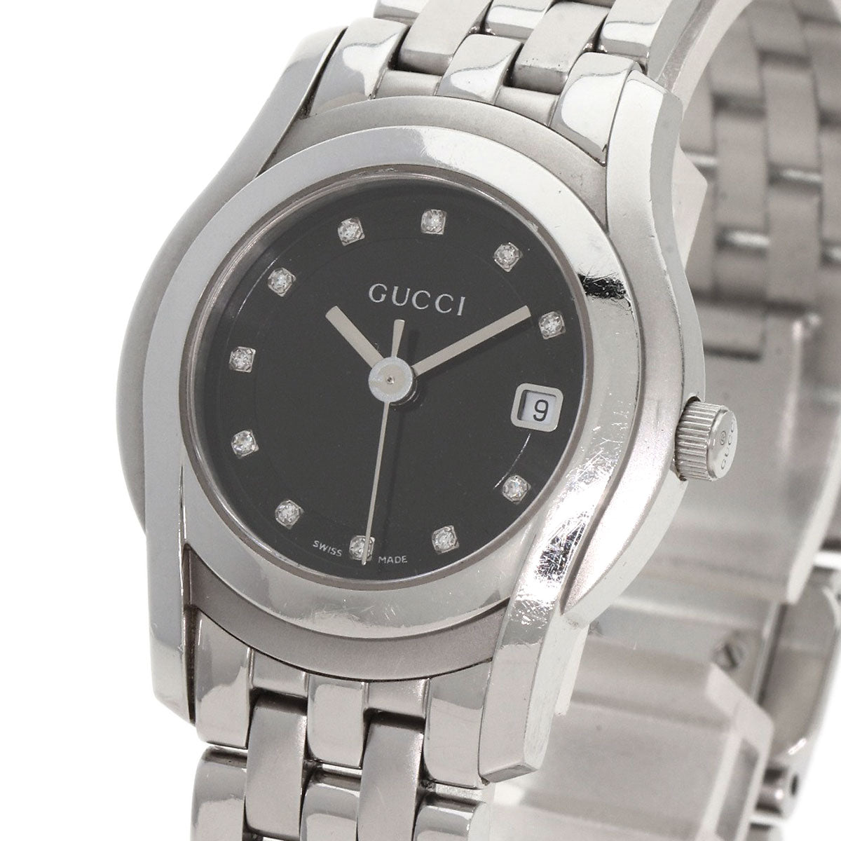 GUCCI Watches Quartz 5500L Stainless Steel Silver 11P Diamond black dial