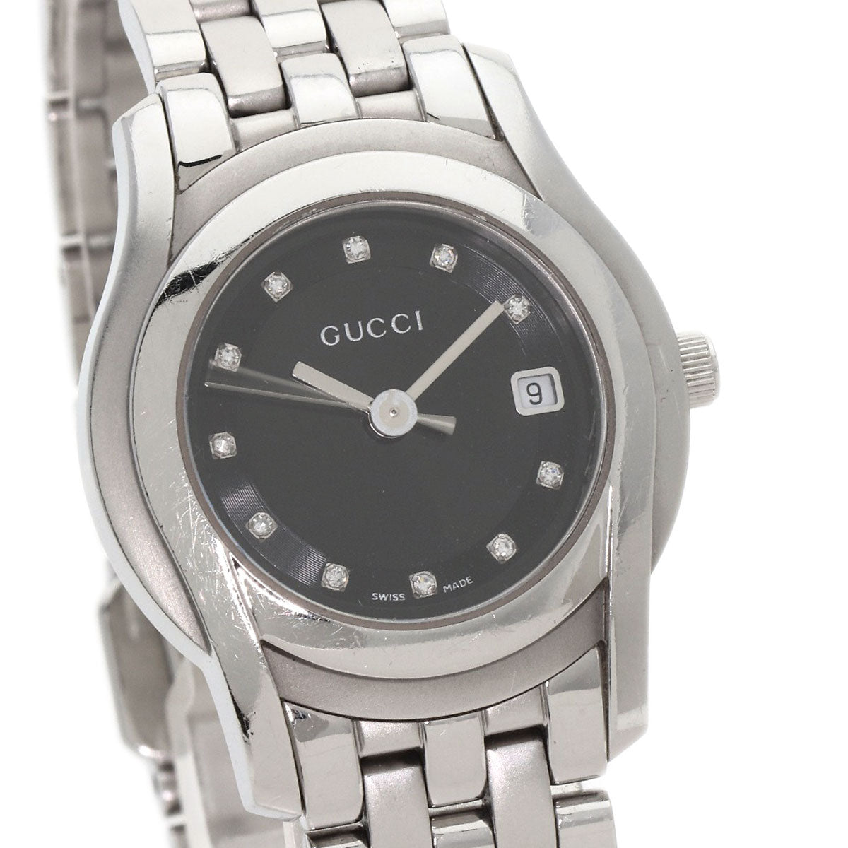 GUCCI Watches Quartz 5500L Stainless Steel Silver 11P Diamond black dial