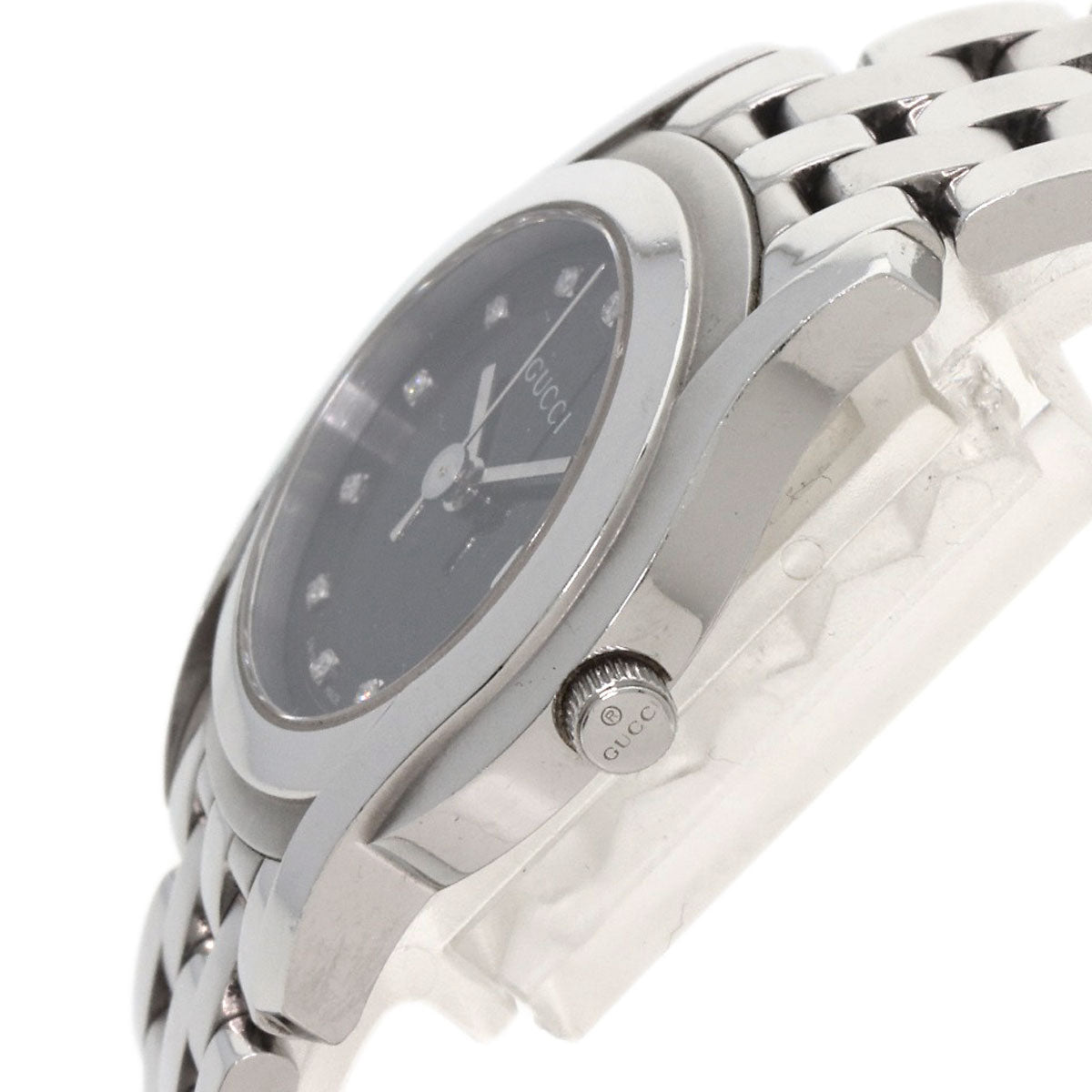 GUCCI Watches Quartz 5500L Stainless Steel Silver 11P Diamond black dial