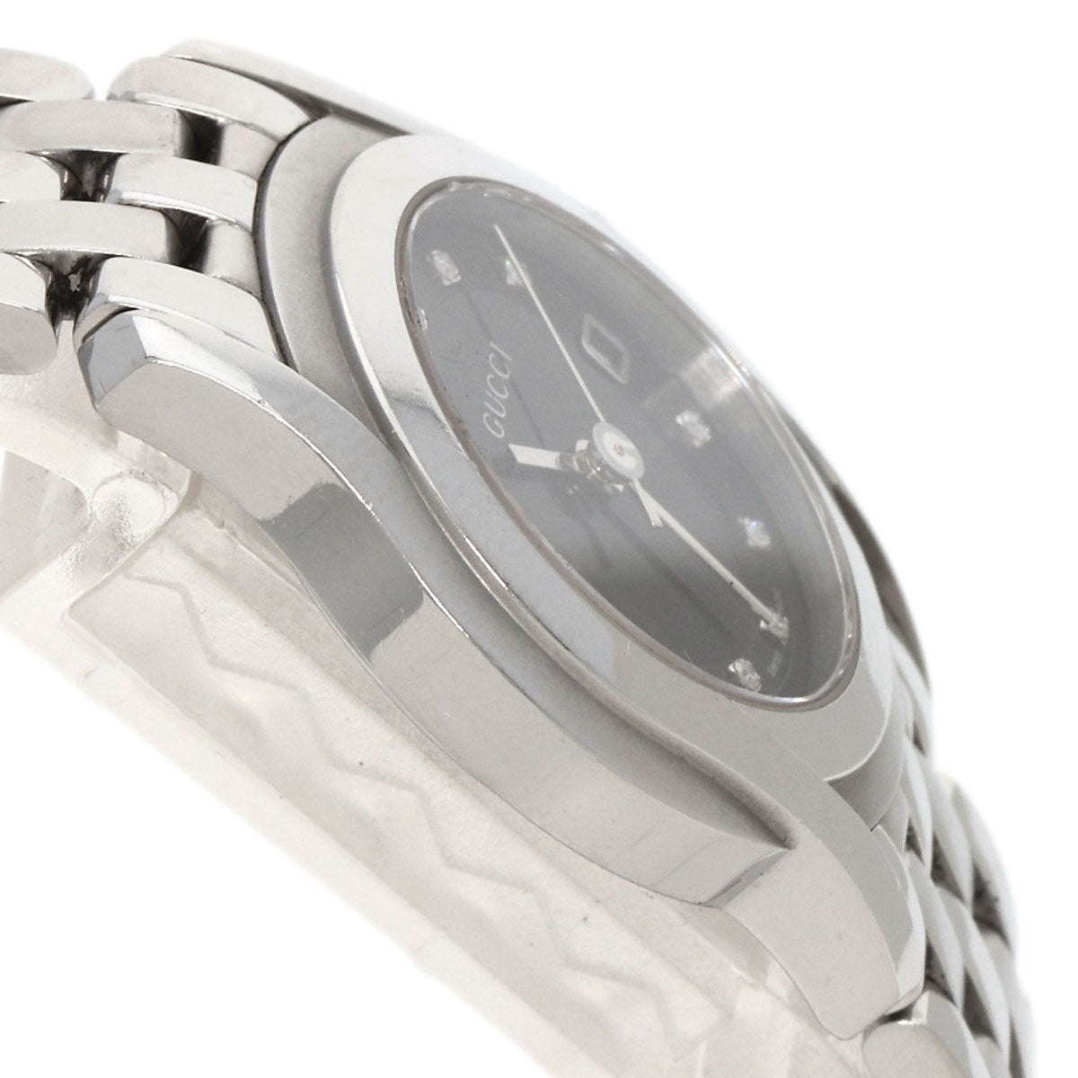 GUCCI Watches Quartz 5500L Stainless Steel Silver 11P Diamond black dial