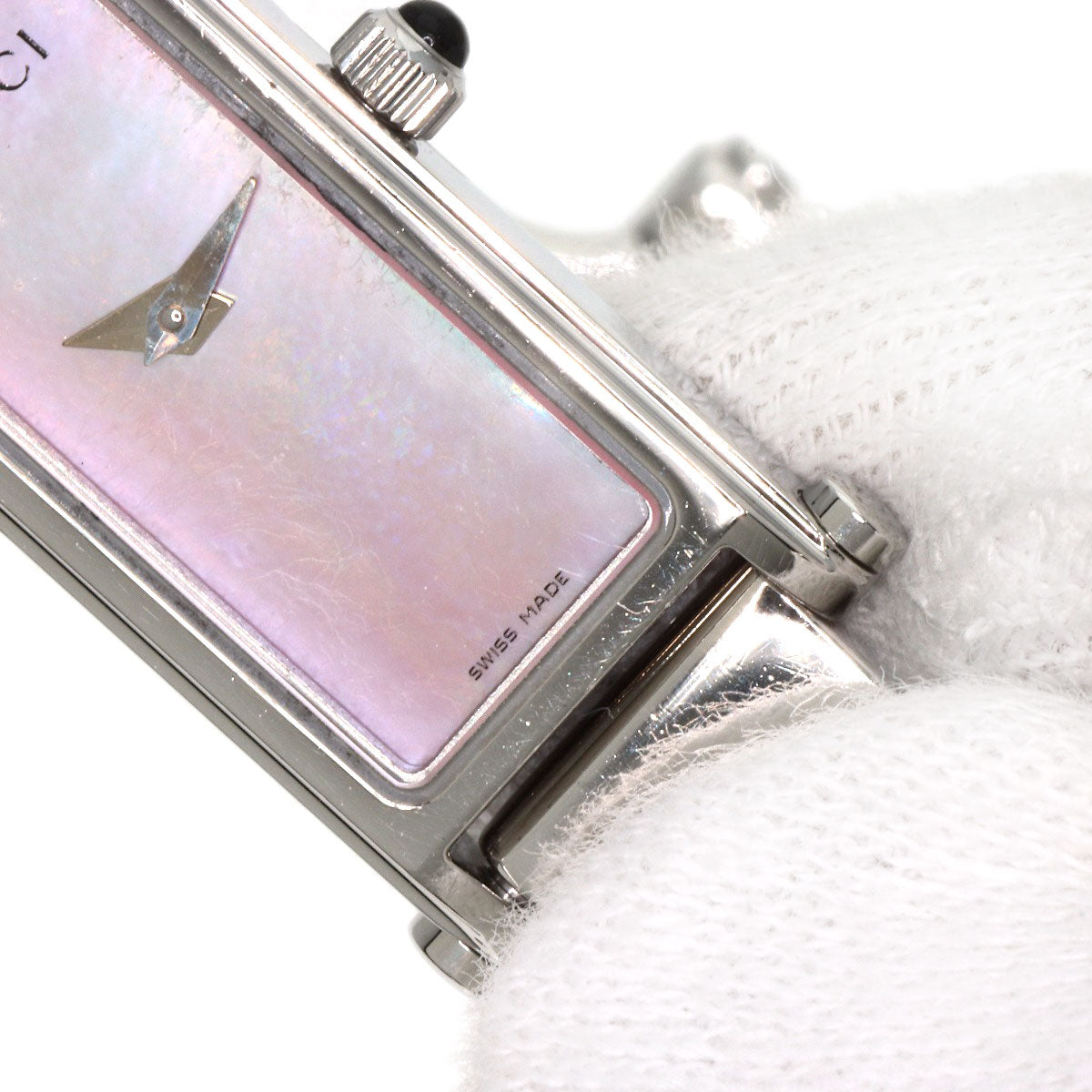 GUCCI Watches Quartz 1500L Stainless Steel Silver Square face Pink shell dial