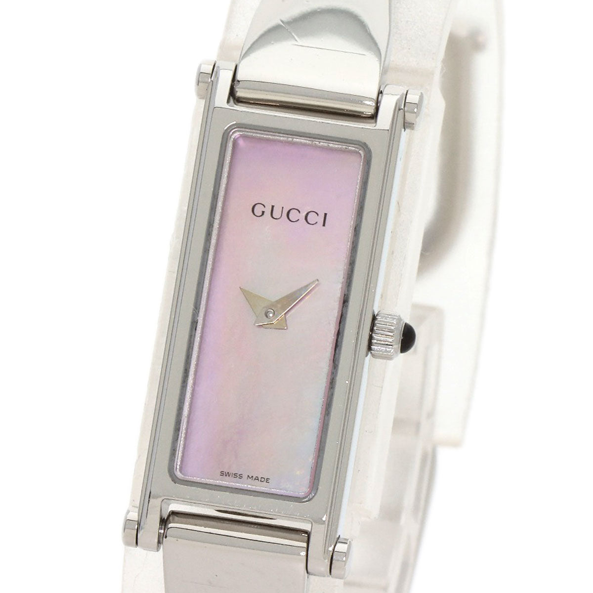 GUCCI Watches Quartz 1500L Stainless Steel Silver Square face Pink shell dial