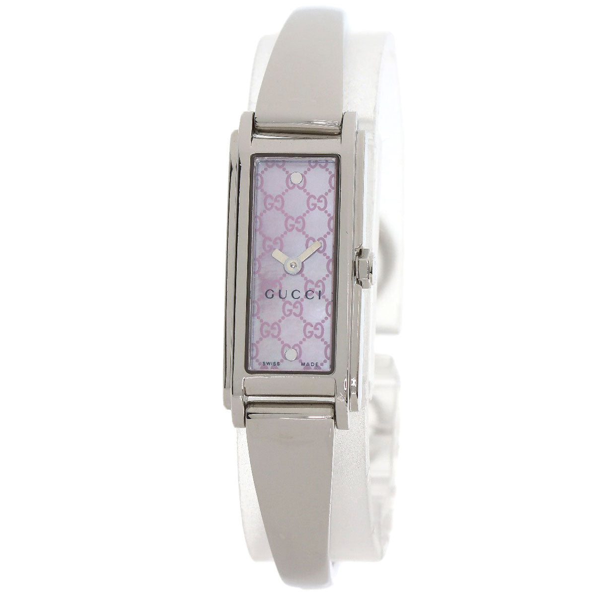 GUCCI Watches Quartz 109 Stainless Steel , Stainless Steel Silver GG square face Pink shell dial Women Used