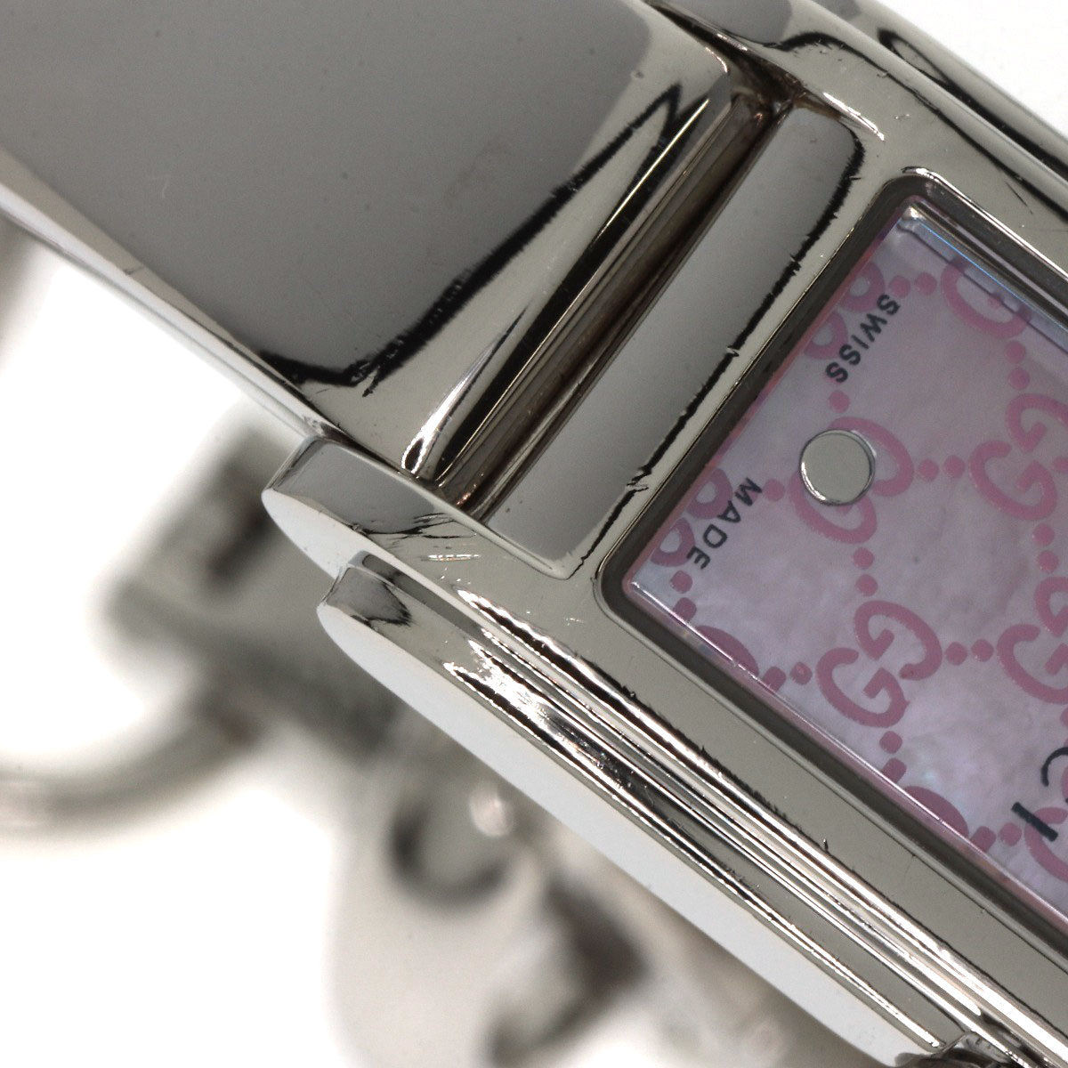 GUCCI Watches Quartz 109 Stainless Steel , Stainless Steel Silver GG square face Pink shell dial Women Used