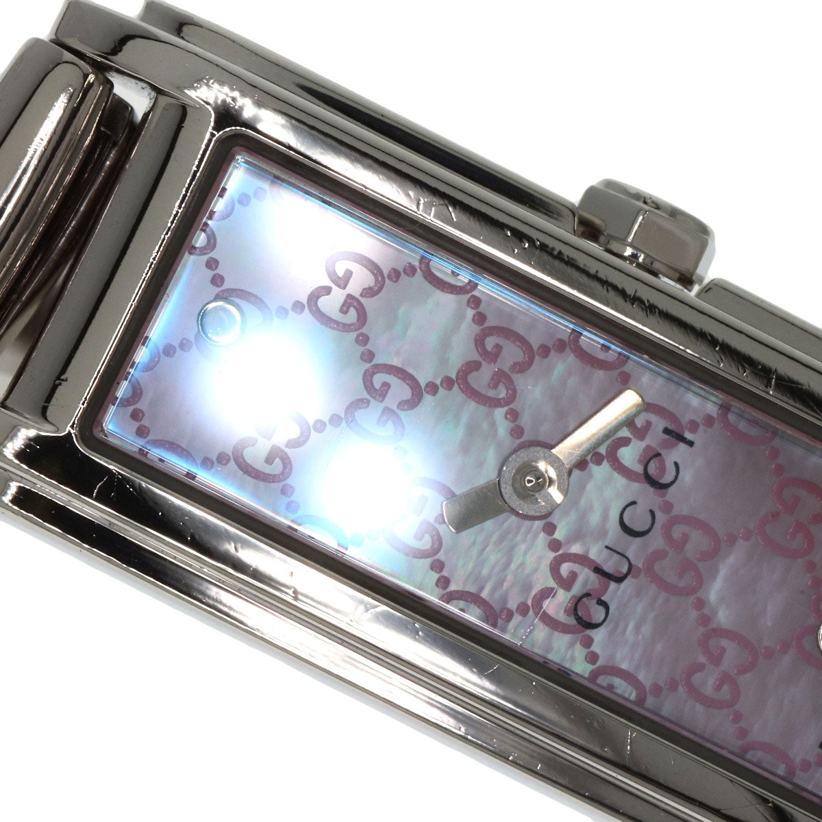GUCCI Watches Quartz 109 Stainless Steel , Stainless Steel Silver GG square face Pink shell dial Women Used