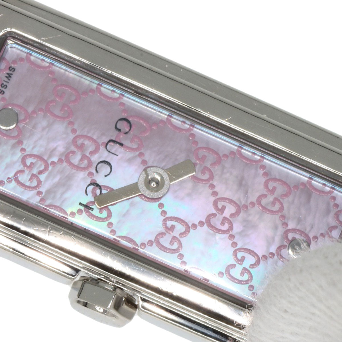 GUCCI Watches Quartz 109 Stainless Steel , Stainless Steel Silver GG square face Pink shell dial Women Used