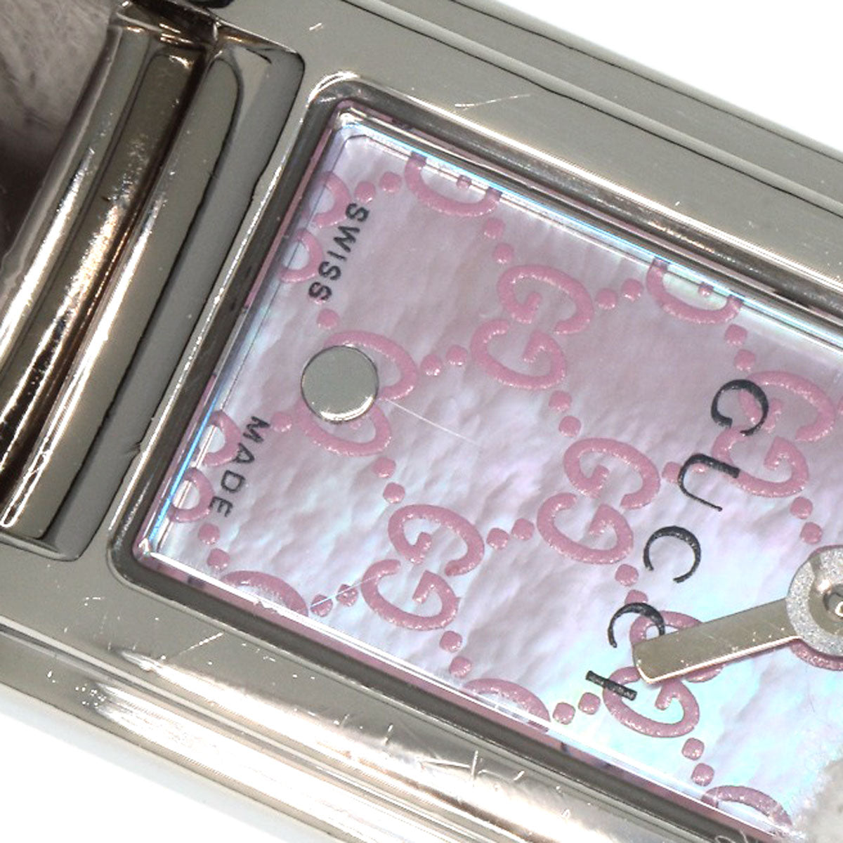 GUCCI Watches Quartz 109 Stainless Steel , Stainless Steel Silver GG square face Pink shell dial Women Used