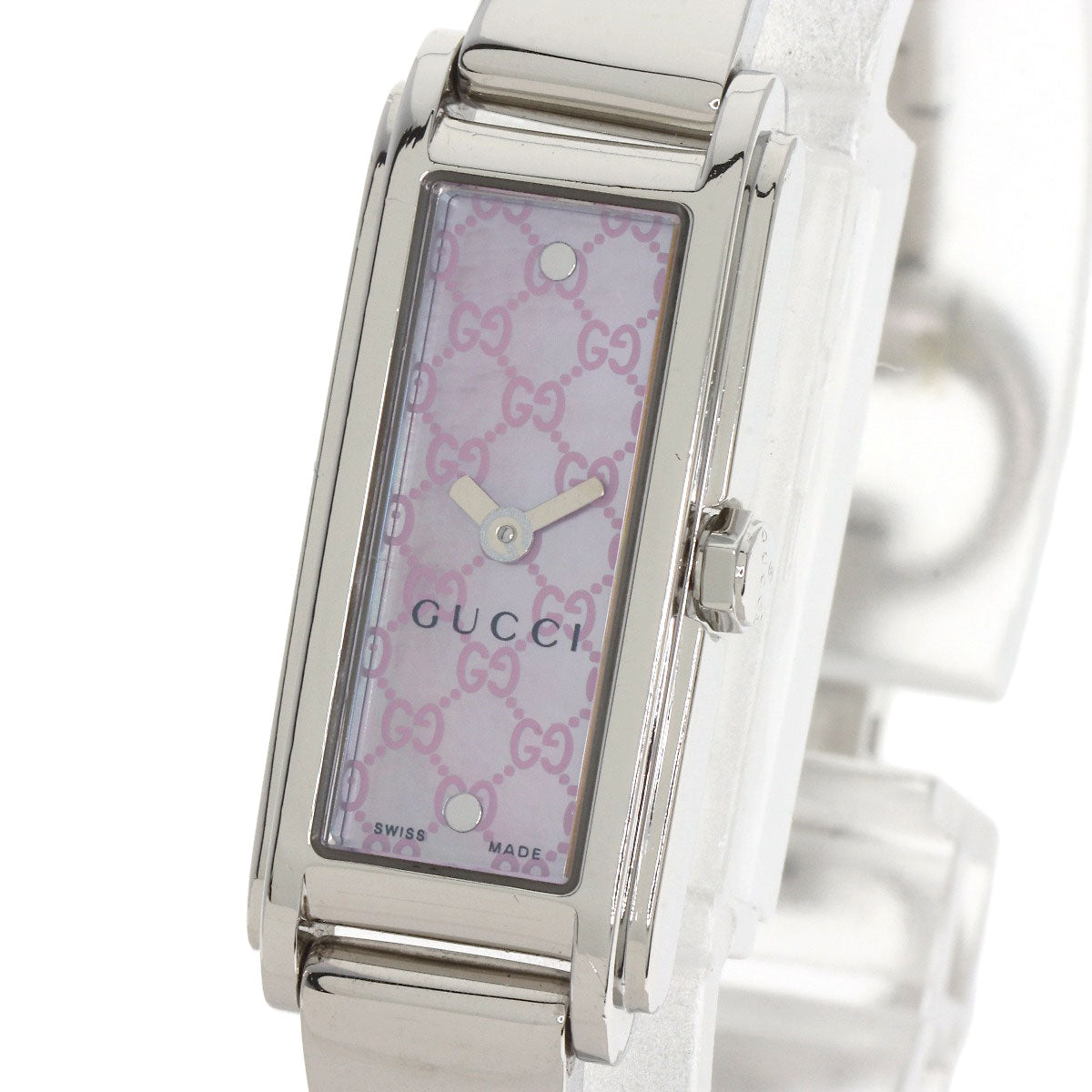 GUCCI Watches Quartz 109 Stainless Steel , Stainless Steel Silver GG square face Pink shell dial Women Used