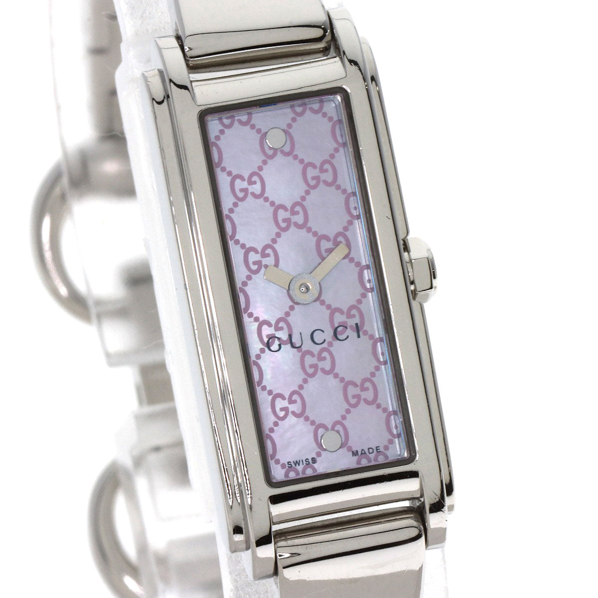GUCCI Watches Quartz 109 Stainless Steel , Stainless Steel Silver GG square face Pink shell dial Women Used