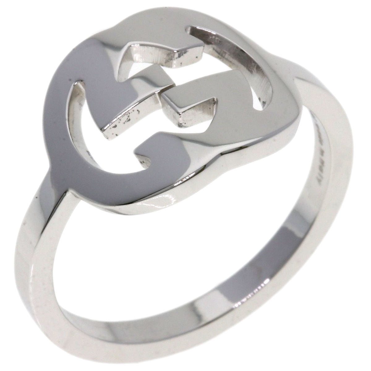 GUCCI Ring K18WG Silver GG logo  #11
