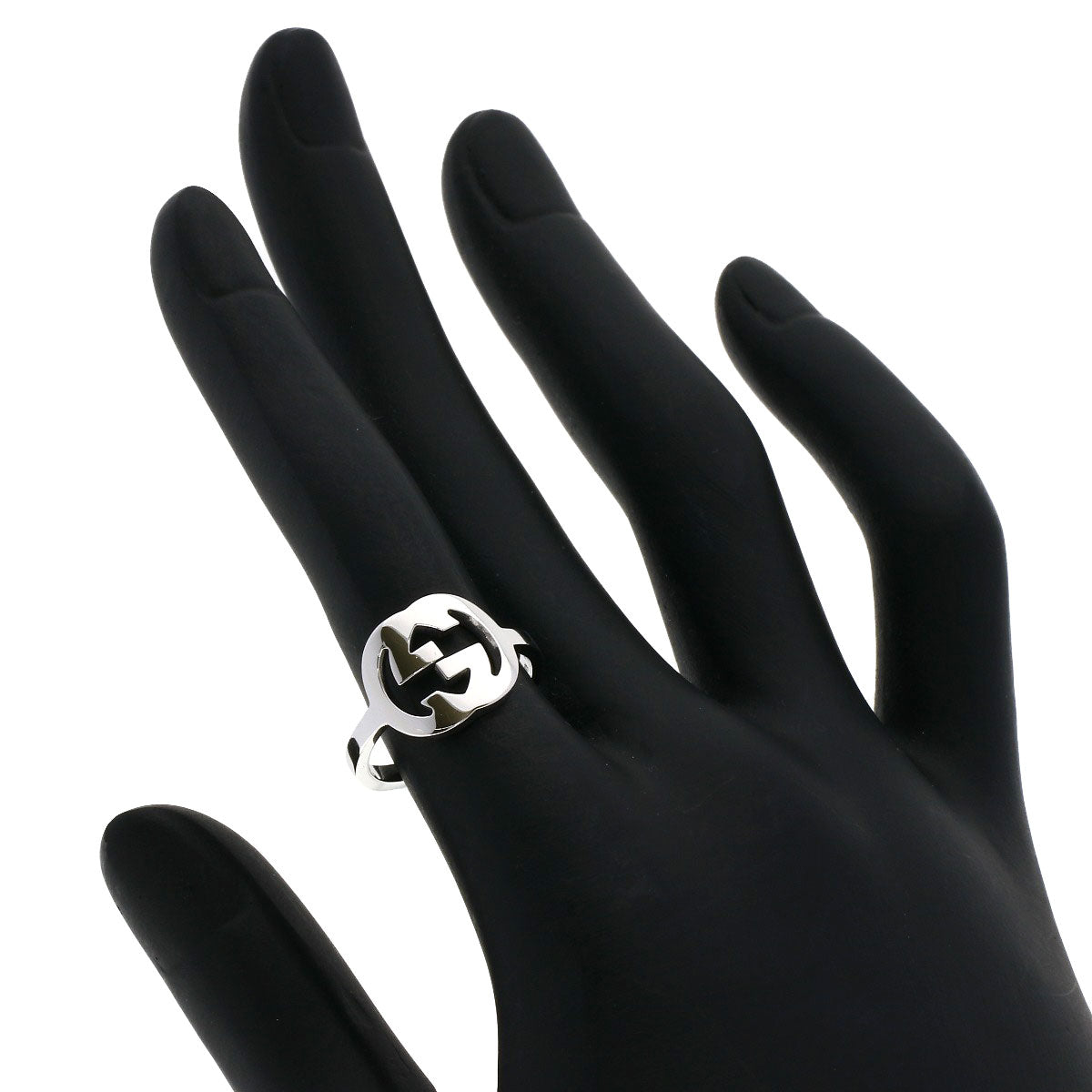GUCCI Ring K18WG Silver GG logo  #11