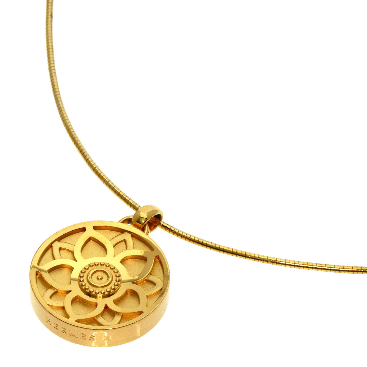 HERMES Necklace Gold Plated gold Lotus flower