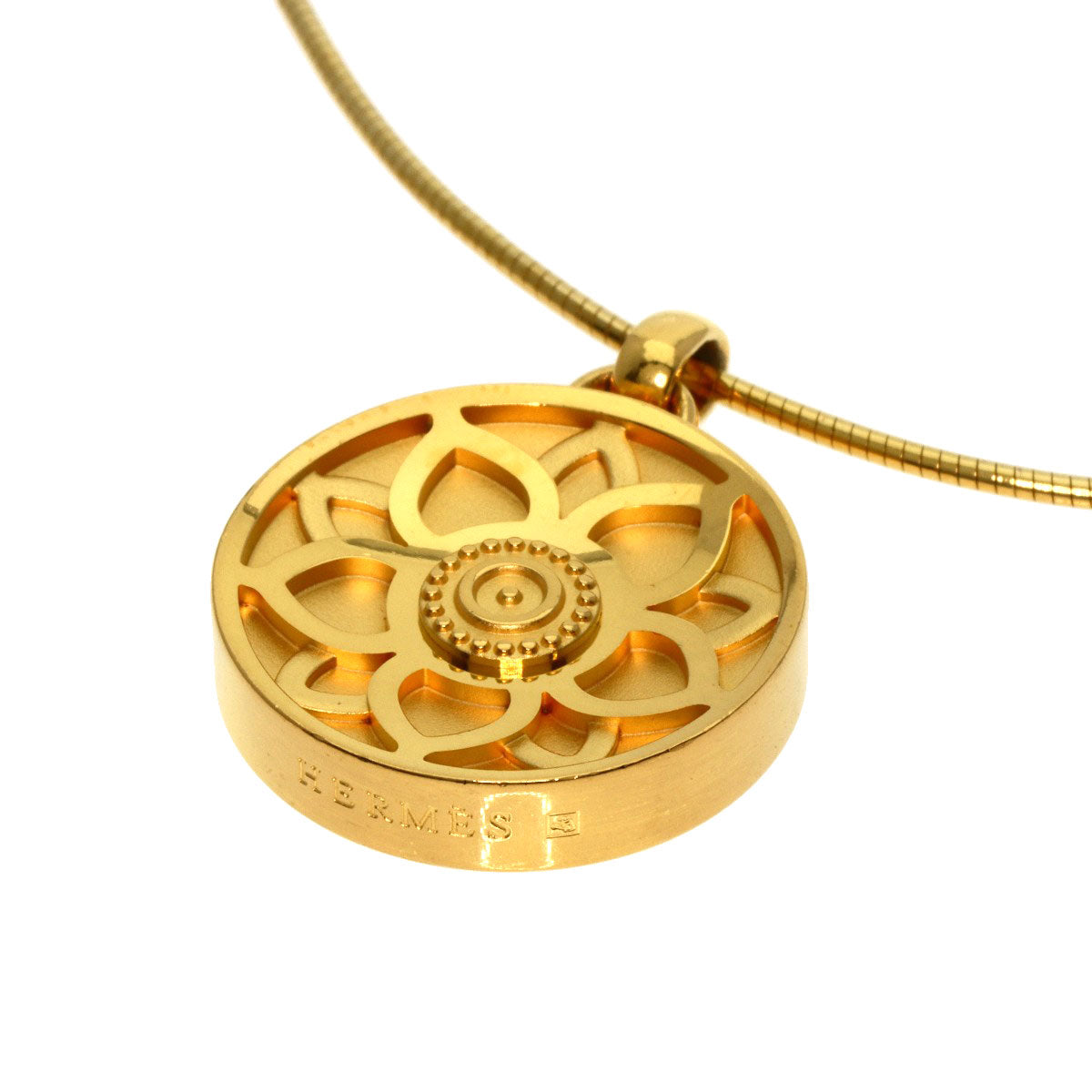 HERMES Necklace Gold Plated gold Lotus flower