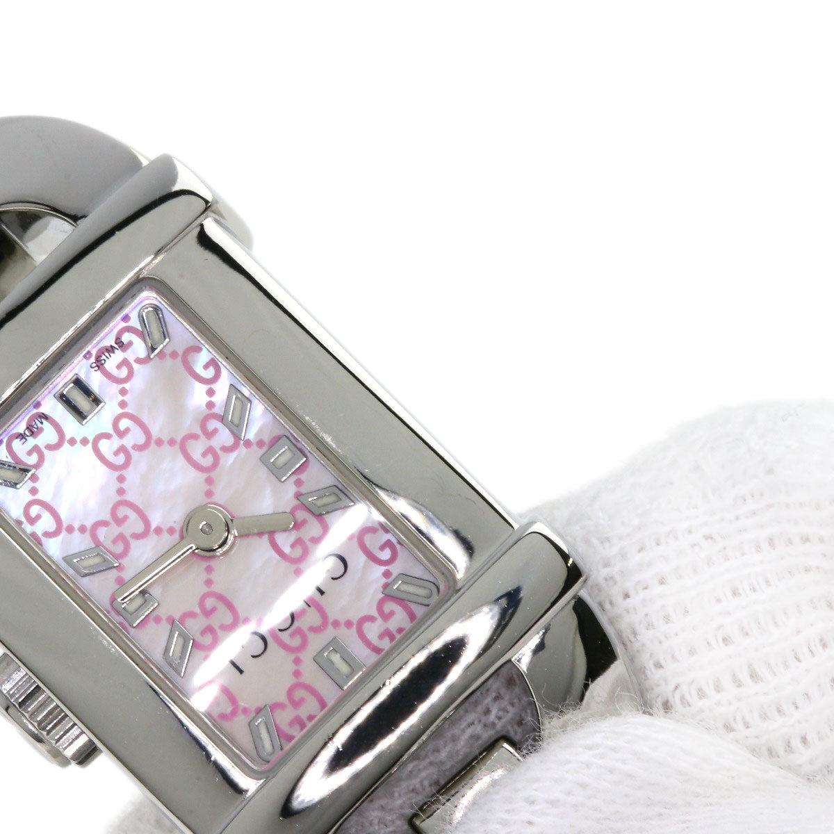 GUCCI Watches Quartz 6800L Stainless Steel Silver Square face shell dial
