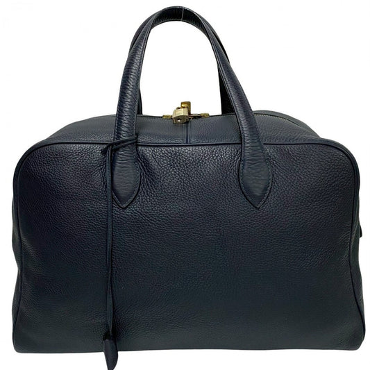HERMES Boston Duffel bag Taurillon Clemence Navy Victoria 43