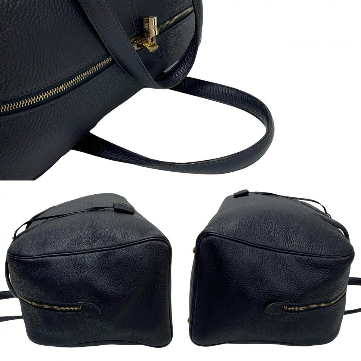 HERMES Boston Duffel bag Taurillon Clemence Navy Victoria 43