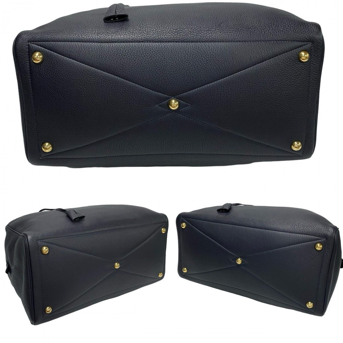HERMES Boston Duffel bag Taurillon Clemence Navy Victoria 43