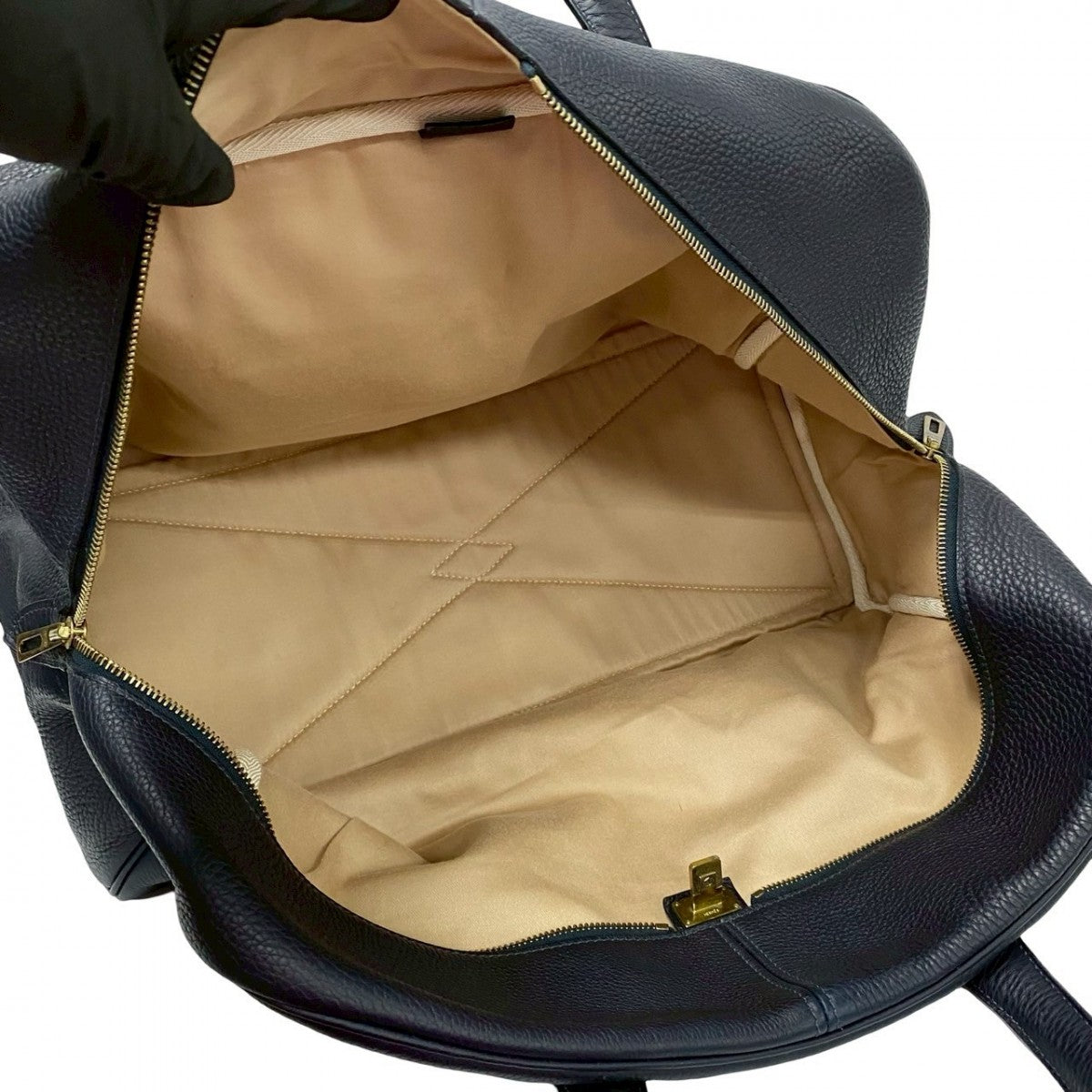 HERMES Boston Duffel bag Taurillon Clemence Navy Victoria 43