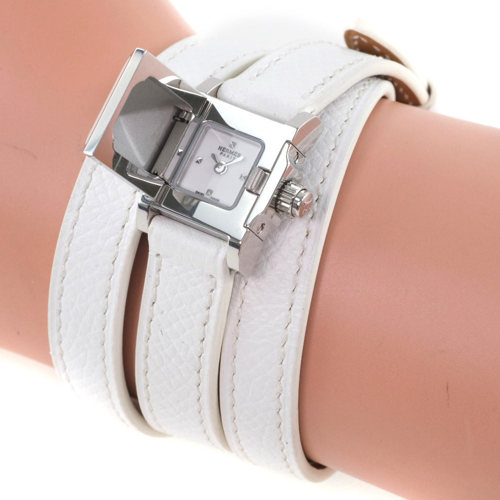HERMES Watches Quartz ME2.112 Stainless Steel , Leather White Triple Tour Medor Rock White dial Women Used